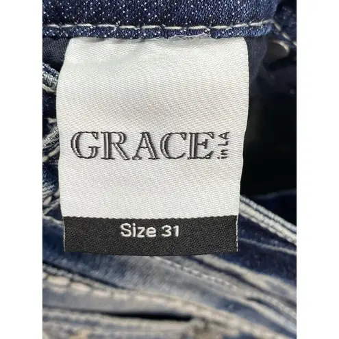 GRACE IN LA New  jeans Womens sz 31 embellished pockets aztec lace denim bootcut