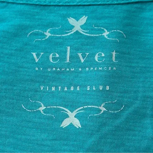 Velvet Tees Velvet Graham Spencer P S Turquoise Blue Vintage Slub Oversized V-Neck T-Shirt