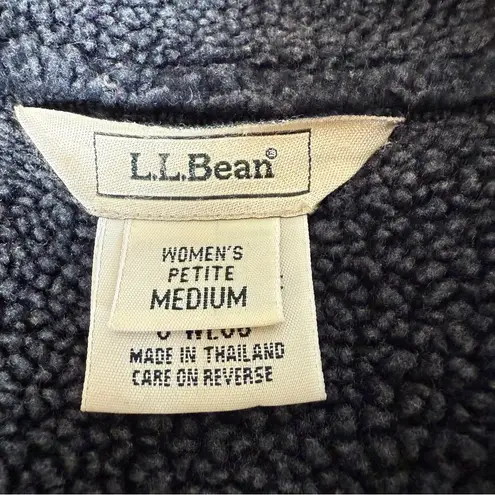 LL Bean Faux Suede Sherpa Lined Coat Womens Medium Petite Black Jacket Winter Size undefined