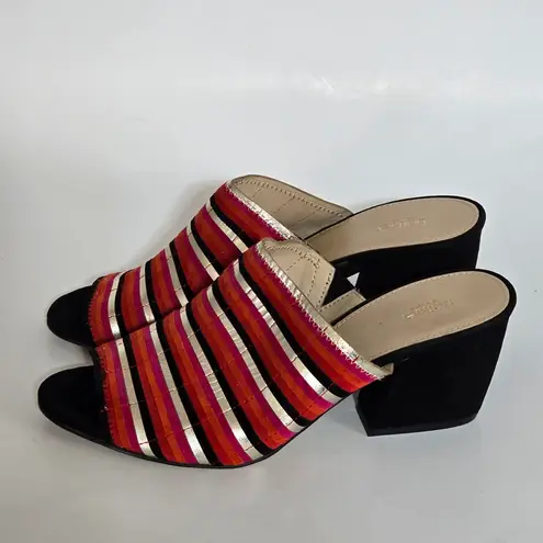 Botkier Posie Poppy Multicolor Stripe Suede Slide Mule Sandals – Size 9 Eclectic
