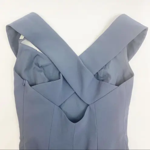 Dessy Collection Off The Shoulder Crossback Trumpet Crepe Gown: Silverstone Grey Gray Size 0