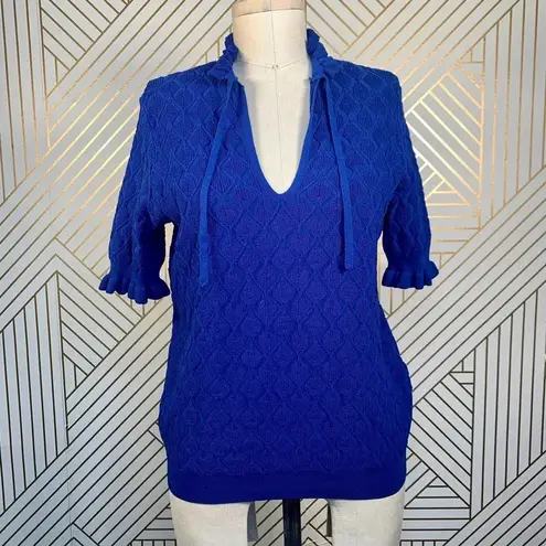 Sandro Roman Ruffle-Trimmed Sweater Egyptian Blue