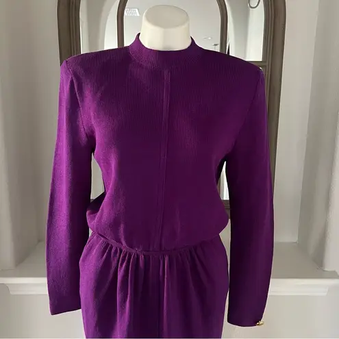 St. John Couture Purple Sweater Dress, Size 8