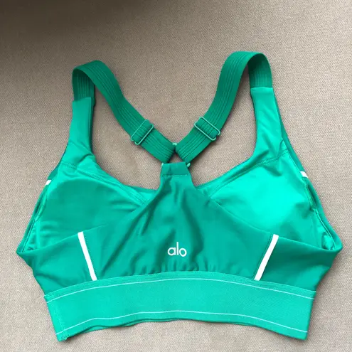 Alo Yoga Airlift Suit Up Bra Spruce Green/White S
