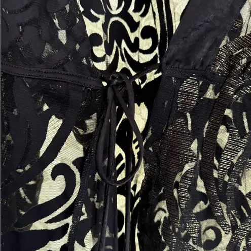 Solemio Black Gold burnout paisley kimono cardigan s/m satin