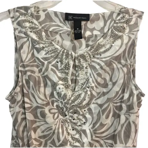 INC International Concepts Embellished Sheer Nylon Tunic Top Size Medium