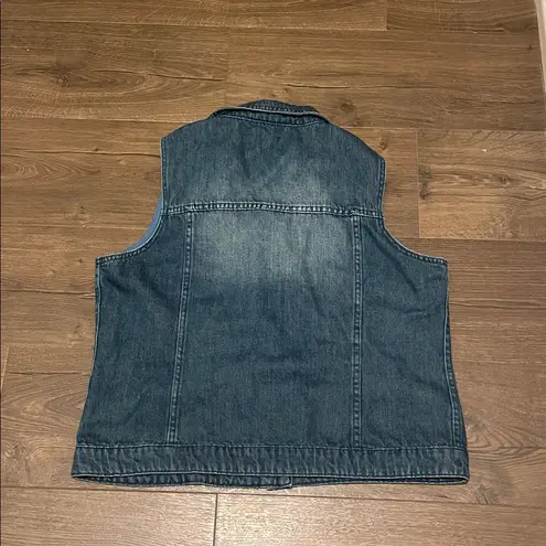 Reba Women’s  Denim Vest, Blue Western Button Up Vest 100% Cotton Size Large