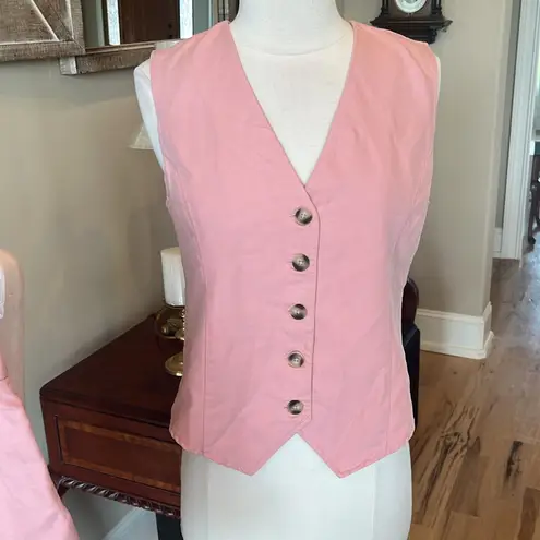 Matching Set Rose Pink Button Vest Comfy Shorts New Size XS