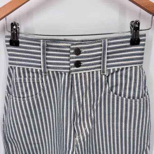 Vintage Bennini High Waisted Shorts Womens 5/6 Blue White Railroad Stripe Cotton Size undefined