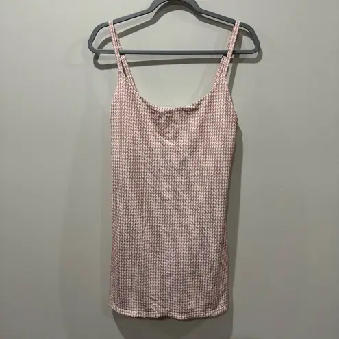 ANDIE Size Large The Amalfi One-Piece Swim Dress in Peach Houndstooth Modest