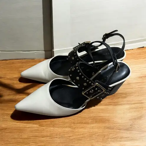 Charles and Keith Pointed Slingback Heel Studded Ankle Strap Party Pumps 6 / 36