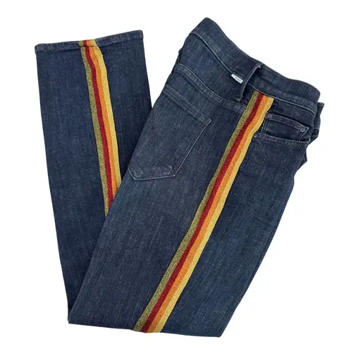 MOTHER Denim Mother Insider Crop Blue Jeans Swept Away Glitter Racer waist 25