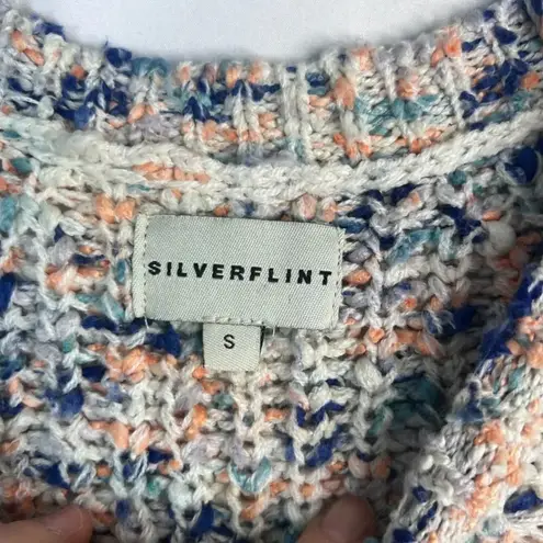 Silverflint Colorful Knit Fuzzy Soft Sweater Crewneck Pullover Size Small White