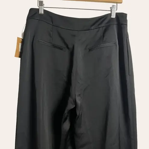 Rachel Rachel Roy Black Split Wide Leg Satin Trouser Slack Pants Sz 10 NWT