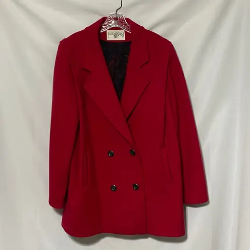 International Scene 100% Virgin Wool RED COAT LINED WOMENS SIZE 13/14Vintage Size M