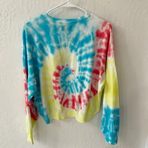 BLANK NYC  Good Days Tie Dye Sweater Blue Yellow White Size M