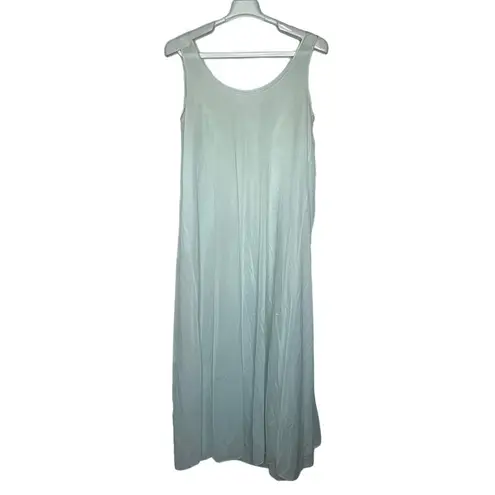 Pale Aqua Blue Long Sheer Nylon Lace Nightgown Full Apron Sleeveless Size Large