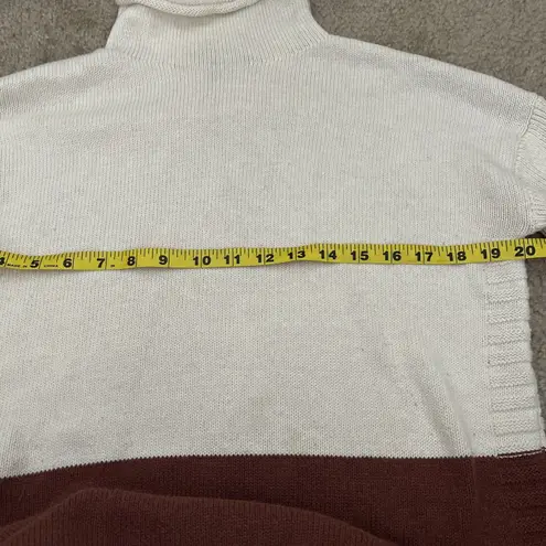 Tahari Color Block Funnel Neck Sweater M Long Sleeve Oversized Preppy Pullover