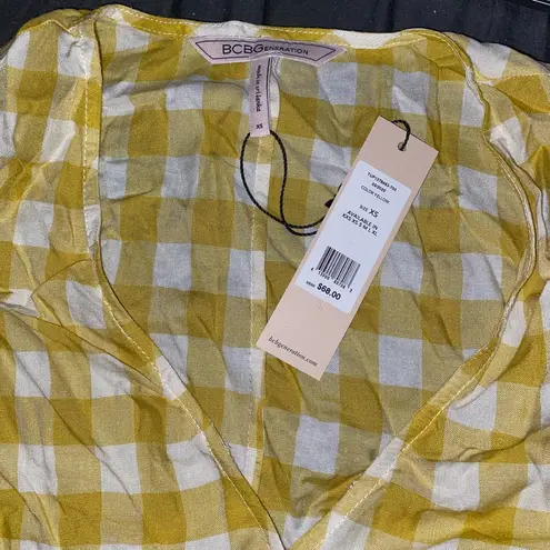 BCBGMAXAZRIA BCBGeneration Marigold Yellow Gingham Plaid Crop Top