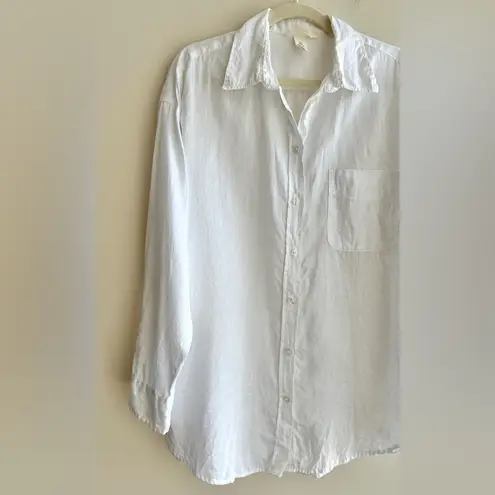 H&M  Linen Women’s White Button Down Shirt, Size Medium thumbnail 2