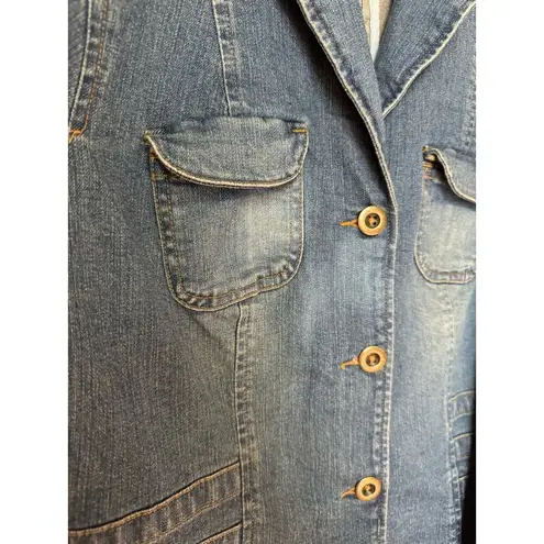 Coldwater Creek Denim blue blazer jacket 3 button closing by size Medium