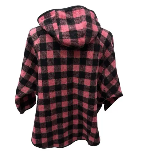Woolrich Wool Buffalo Check Plaid Pullover Hooded Poncho USA Made Women's Medium