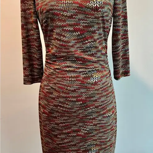 David Meister Geometric Red Orange Sheath Dress