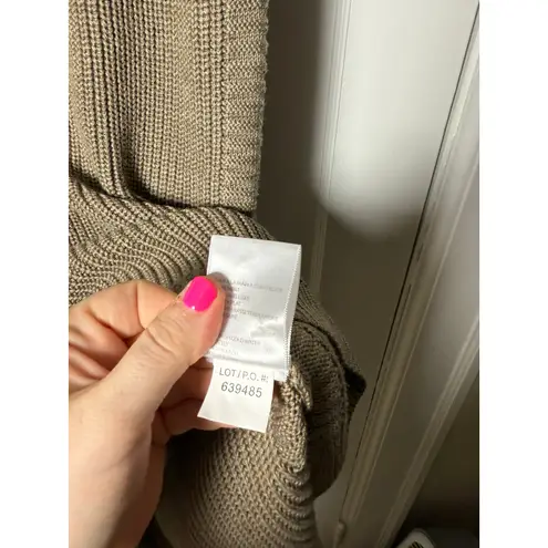 Tribal Chunky Knit Mock Neck Sleeveless Tank Tan Long Tunic Sweater Small Chic