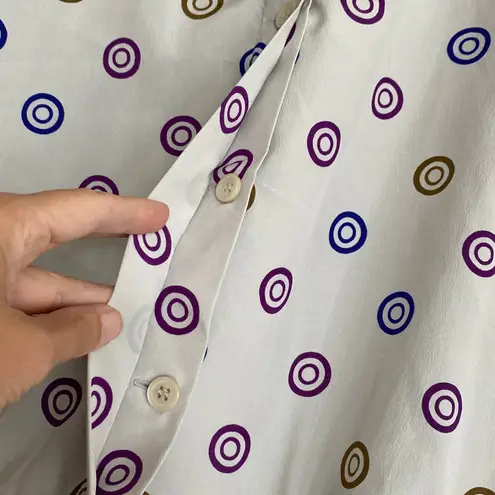 Vintage Halston 80s retro button front collared blouse top long sleeve Small NWT Gray