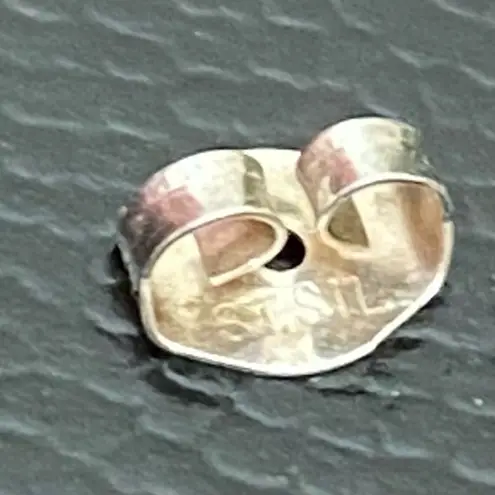 Sterling Silver Vintage STR.SII Turquoise Inlay Comma Teardrop Post Earrings