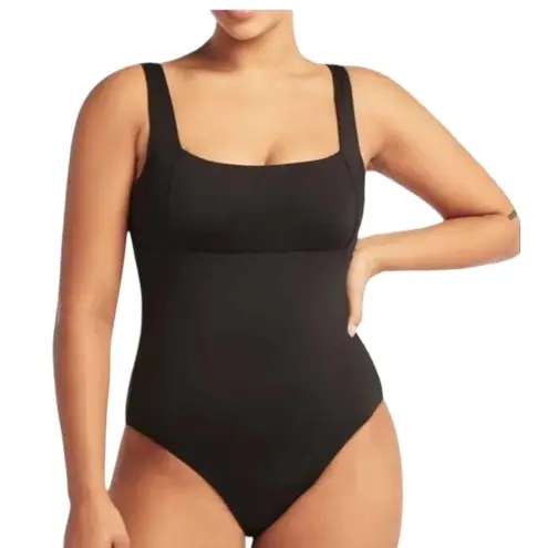 Sea Level Essentials Square Neck One Piece Size 8 NWT Black