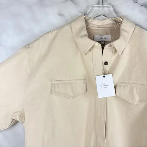 L'Academie NWT Lucie Shacket Collared Belted Button Down Shirt Jacket Canvas XL