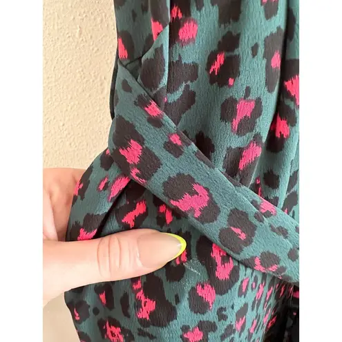 Crystal Doll Dark Teal and Hot Pink Cheetah Print Jumpsuit size large