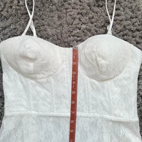 Lulus White Lace Bustier Maxi Dress – Size L – Stretch Fit Bridal Gown – New Size L
