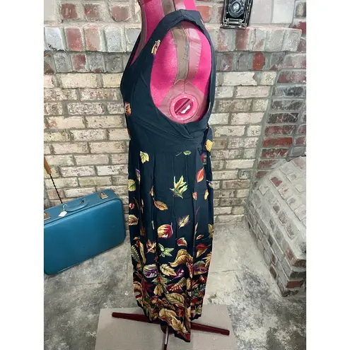 dress falling leaves sun dress jumper yellow rust V neck Black Size 6