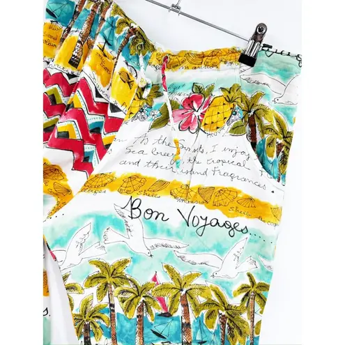 Jams World Tropical Drawstring Pants Floral Travel Hibiscus Luau XS