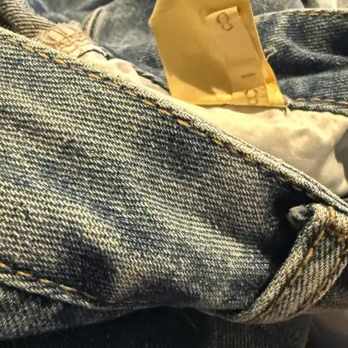 Evis Vintage Straight Wide Leg Mid Rise Full Length Casual Denim Jean Zip 8 Blue