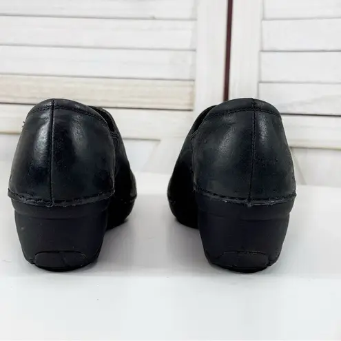 Merrell Emma Nubuck Leather Clog Slip On Black 6 Block Heel