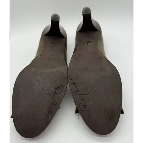 Pedro Miralles Womens Bronze Bow Rounded Toe Heels Pumps Shoes Size 9 Brown