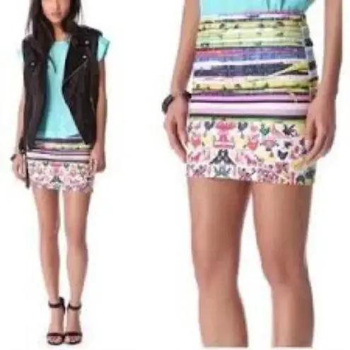 Clover Canyon Vintage Surf Shack Neoprene Bodycon Fitted Mini Skirt Size XS