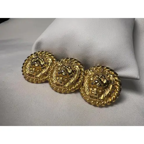 Vintage triple Lion's Heads Gold tone bar Brooch Anne Klein unmarked