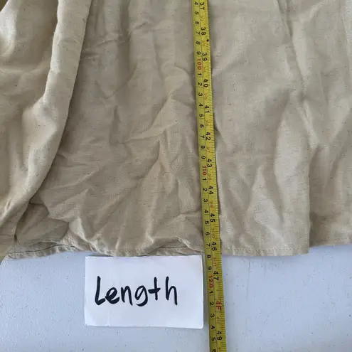 Sim & Sam Tan Linen Blend Tiered Maxi Sundress Tie Front Spaghetti Straps Small