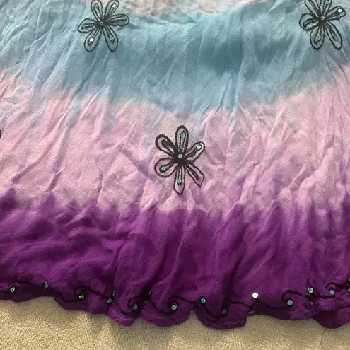 India Boutique dress womens one size purple green blue swim cover light sequin Size M