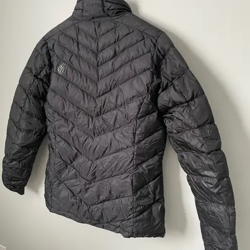 TREW Super Down Sweater Jacket Black Purple 850 Fill Power Women's Size Medium