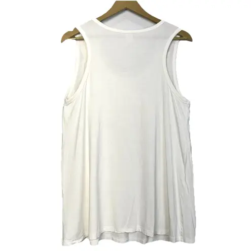 Feratelli Flower Applique Sleeveless Tank Top Size L White Pink Coquette Y2K 90s Size L