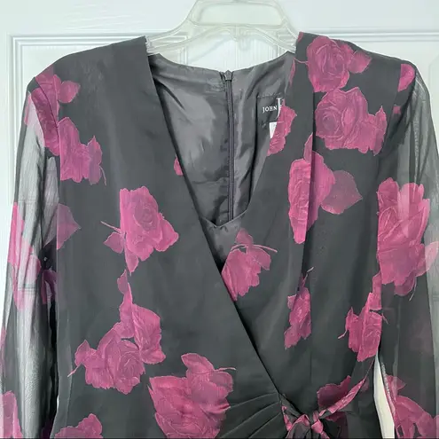 Formal cocktail wrap dress black and burgundy wedding size 6