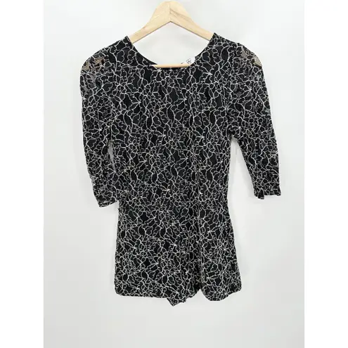 DV Dolce Vita Black Cream Floral Print 3/4 Sleeve Romper Women's Size X