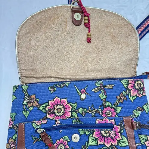 Sakroots Canvas Blue & Pink Floral True Love Satchel Bag Backpack