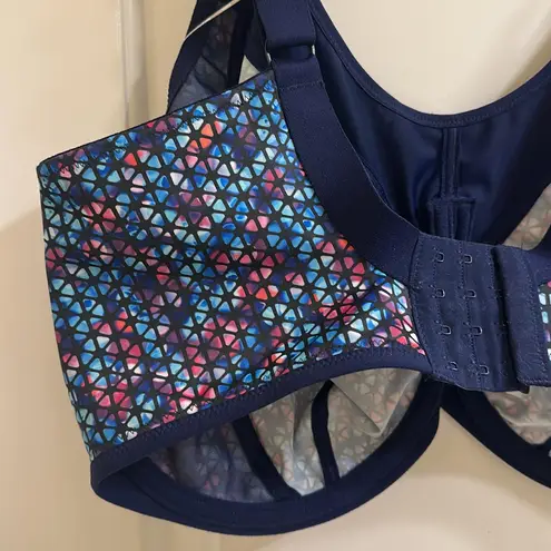 Elomi Energise Sports Bra EL8042 NEW Size 40L Navy Geo Underwire Blue