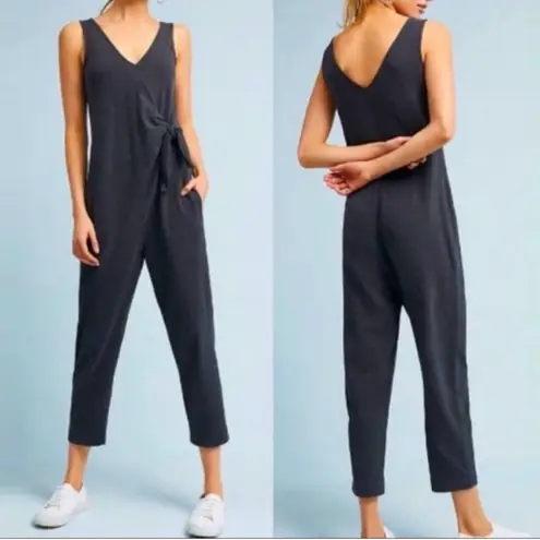 Anthropologie Saturday Sunday Daytripper Wrap Front Tie Jersey Knit Jumpsuit XS Gray